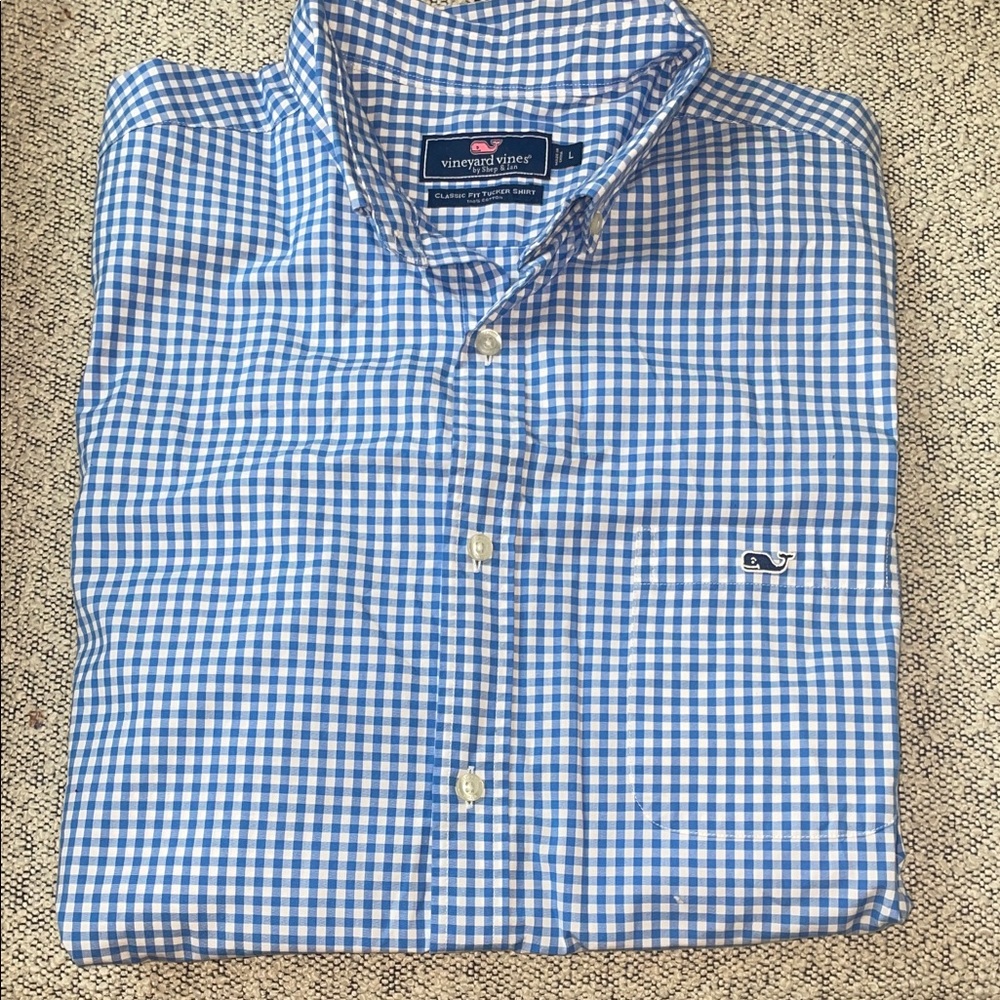 Vineyard Vines Men's Blue Checkered Shirt